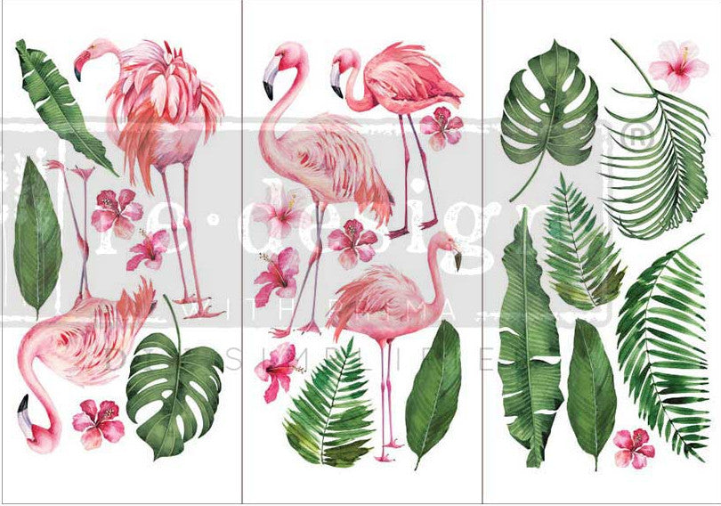 ReDesign with Prima Flamingo Pink Decor Transfers® are easy to use rub-on transfers for Furniture and Mixed Media uses. Simply peel, rub-on and transfer