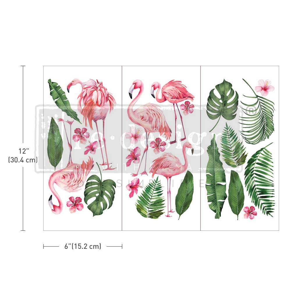 ReDesign with Prima Flamingo Pink Decor Transfers® are easy to use rub-on transfers for Furniture and Mixed Media uses. Simply peel, rub-on and transfer. Enhances look of painted or unpainted wood