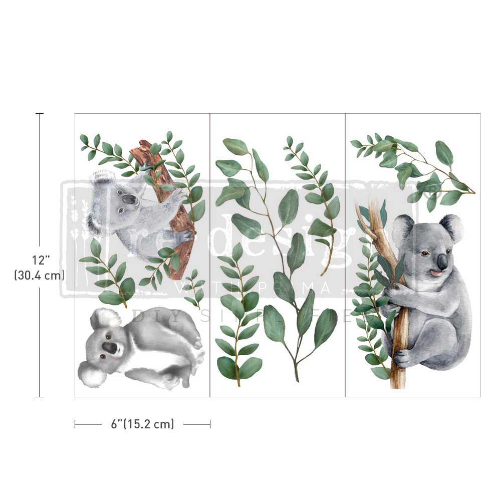 ReDesign with Friendly Koala Sweet Decor Transfers® are easy to use rub-on transfers for Furniture and Mixed Media uses. Simply peel, rub-on and transfer