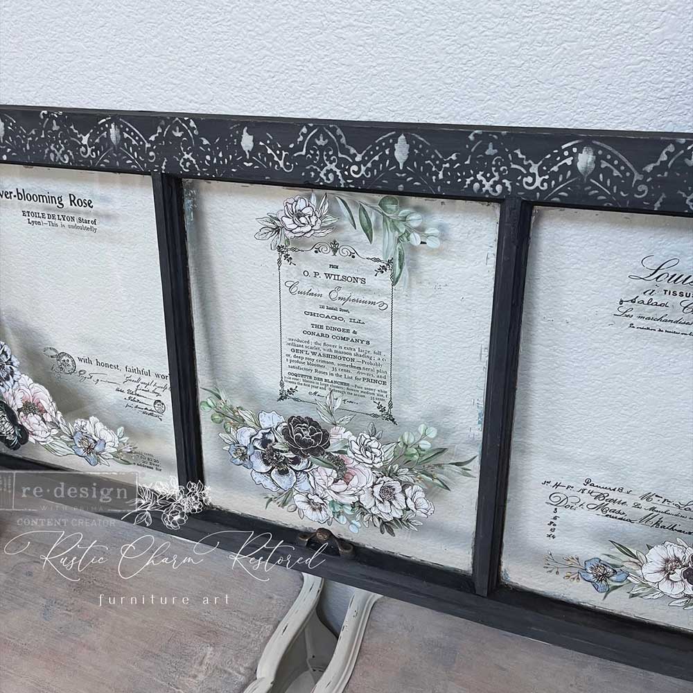 ReDesign with Prima In the Meadows Decor Transfers® are easy to use rub-on transfers for Furniture and Mixed Media uses. Simply peel, rub-on and transfer. 