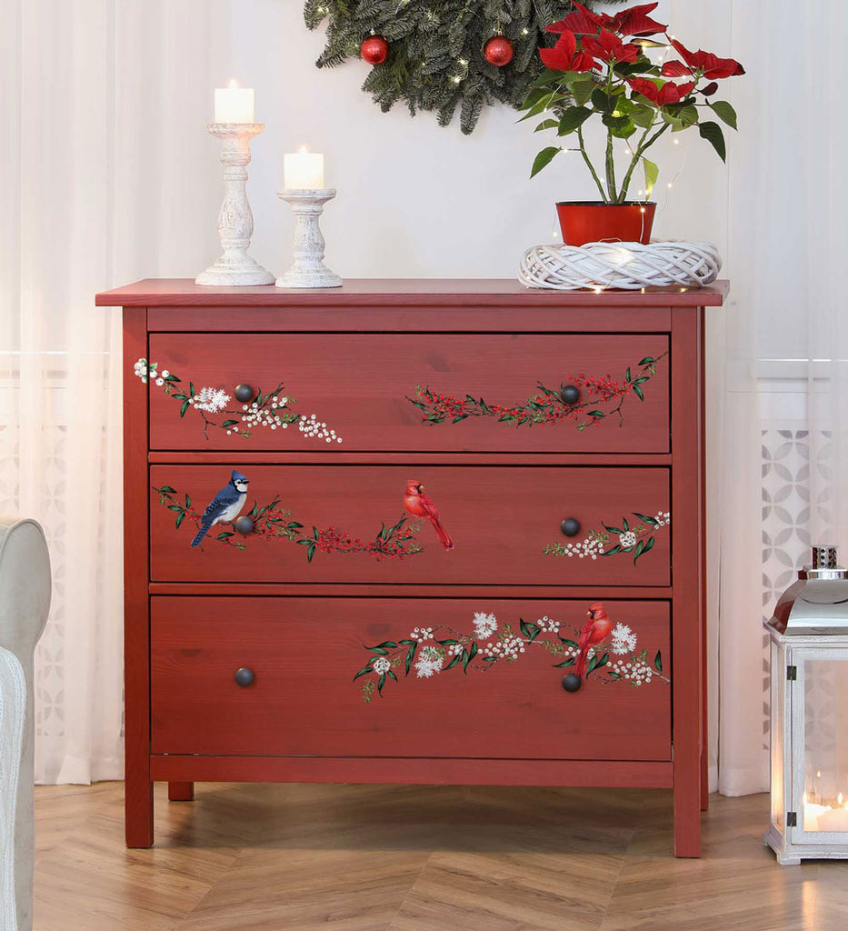 ReDesign with Prima Winterberry Decor Transfers® are easy to use rub-on transfers for Furniture and Mixed Media uses. Simply peel, rub-on and transfer.