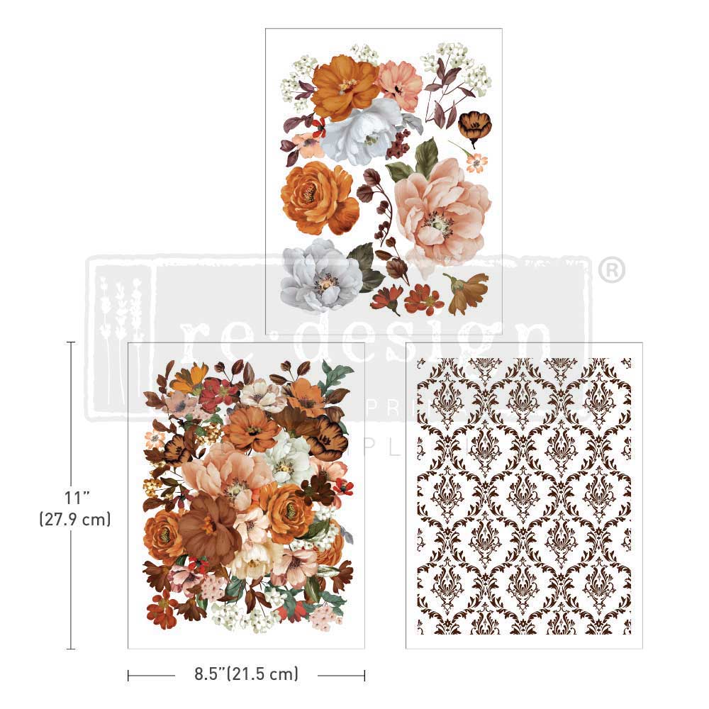 Dahlias Forever Rub on Transfers for Furniture Redesign With Prima  Transfers Furniture Decals 