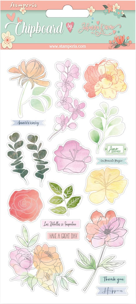 Stamperia Celebration Flowers Chipboard Die Cuts have an adhesive backing. They feature beautiful collections designed by top European artists
