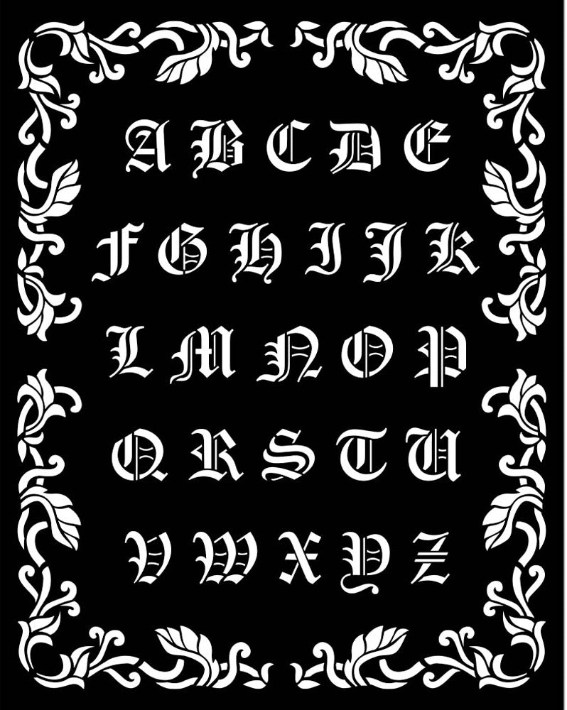 Stamperia Alphabet Sleeping Beauty Stencil for Mixed Media – Decoupage Napkins.Com stamperia-alphabet-sleeping-beauty-stencil-for-mixed-media-decoupage-napkins-com