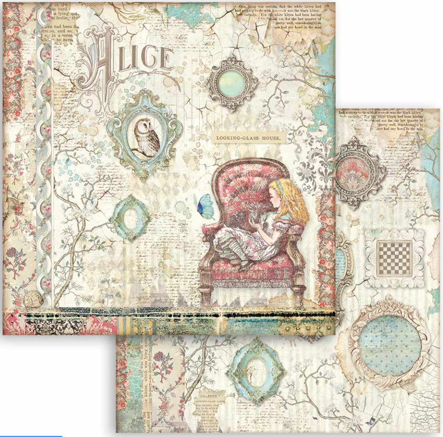 Beautiful Alice Stamperia Scrapbooking Paper Set. These beautiful high quality papers by Stamperia are themed sets with coordinating designs. They are 190g weight. Perfect for your next Decoupage Craft