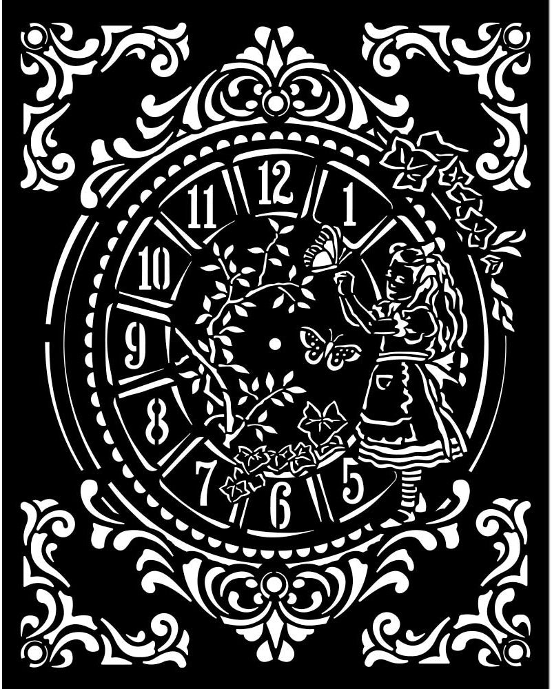 Stamperia Clock Alice in Wonderland Stencil Mixed Media – Decoupage Napkins.Com Stamperia Clock Alice in Wonderland Stencil Mixed Media – Decoupage Napkins.Com