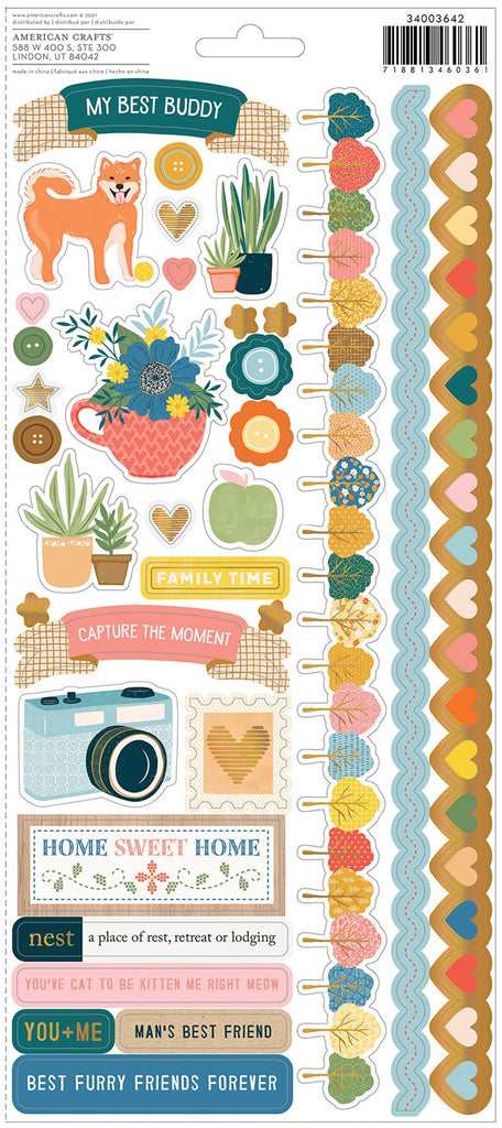 Make the most of today! These Bungalow Lane collection stickers from Paige Evans are sure to make you smile. Contains Accents and Phrases. Great to use on cards