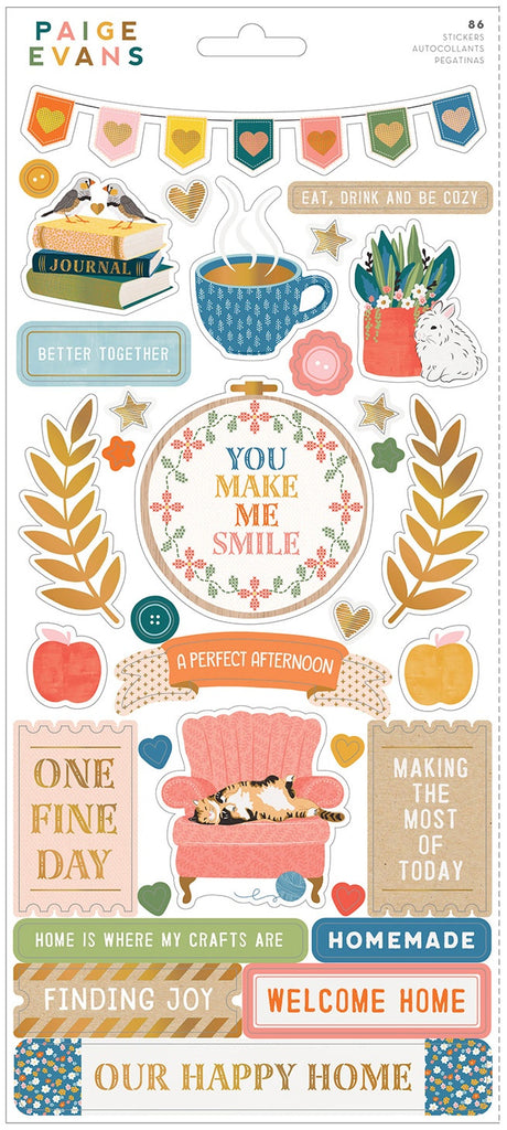 Make the most of today! These Bungalow Lane collection stickers from Paige Evans are sure to make you smile. Contains Accents and Phrases. Great to use on cards