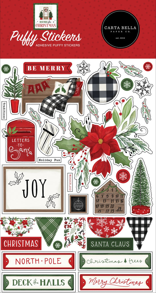 Puffy stickers add fun accents to scrapbook pages, greeting cards and all your paper craft project! Package contains Carta Bella Christmas Puffy Stickers. Package size 4.2" x 7.5"