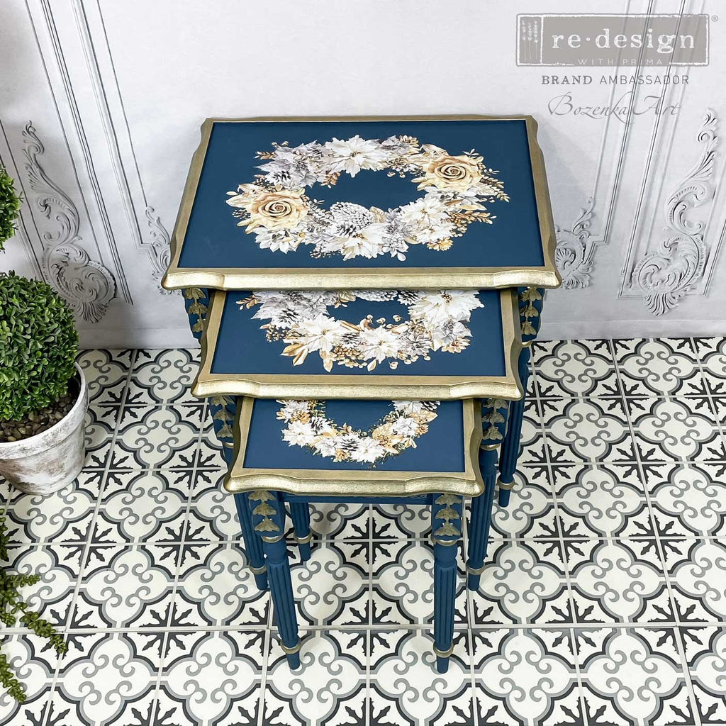 ReDesign with Prima A Guilded Moment Decor Transfers® are easy to use rub-on transfers for Furniture and Mixed Media uses