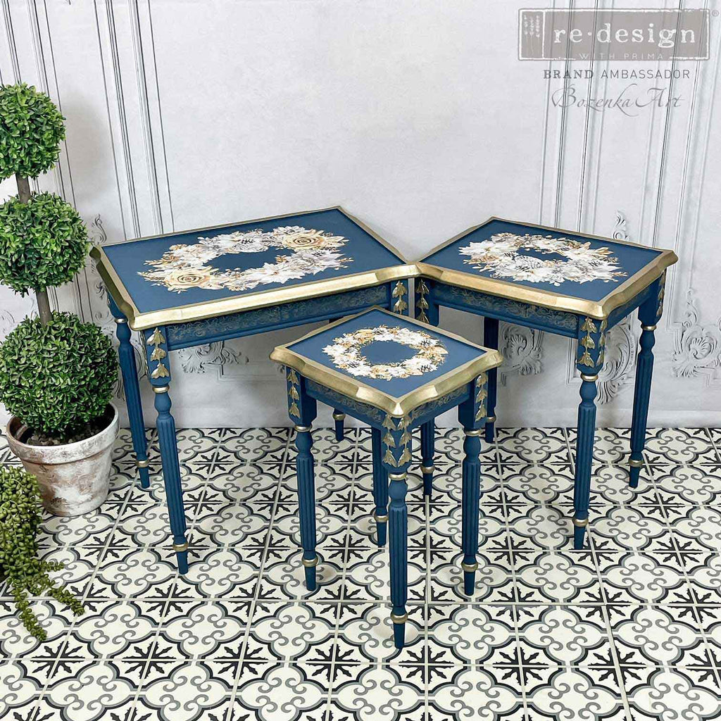 ReDesign with Prima A Guilded Moment Decor Transfers® are easy to use rub-on transfers for Furniture and Mixed Media uses
