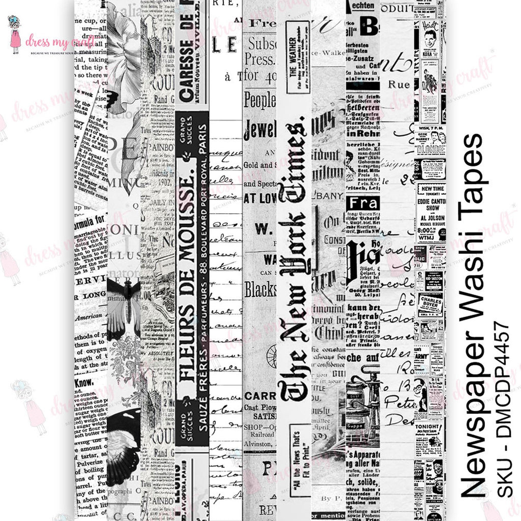 Shop Newspaper Washi Tapes Dress My Craft Transfer Me Papers for Craft Projects. Incredibly beautiful. Vibrant and Crisp transfer image. Perfect for Furniture Upcycle, DIY projects, Craft projects, Mixed Media, Decoupage Art and more.