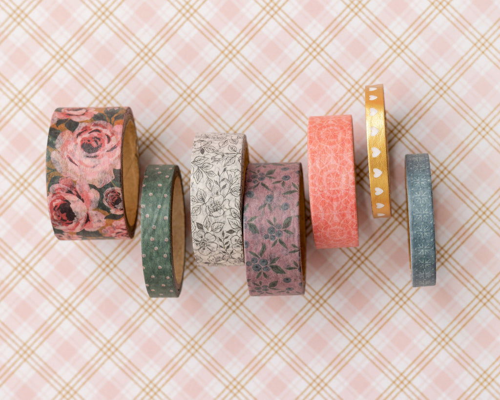 Market Square Washi Tape Tape can be used for project embellishments and borders. Adhesive backed. Each package contains multiple rolls and designs. Perfect for Decoupage projects, Scrapbooking, Mixed Media