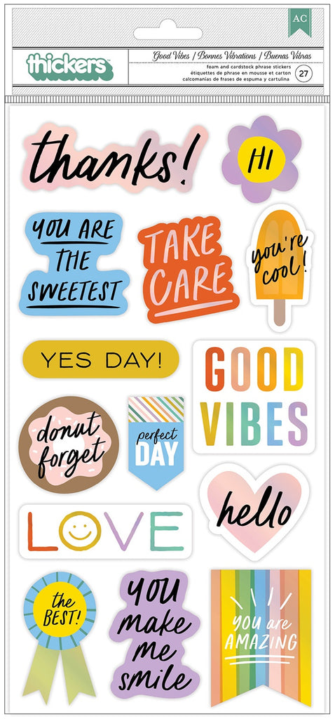 This package contains Pebbles Kids At Heart Thicker Stickers. - Foam Phrases, 27 pieces.