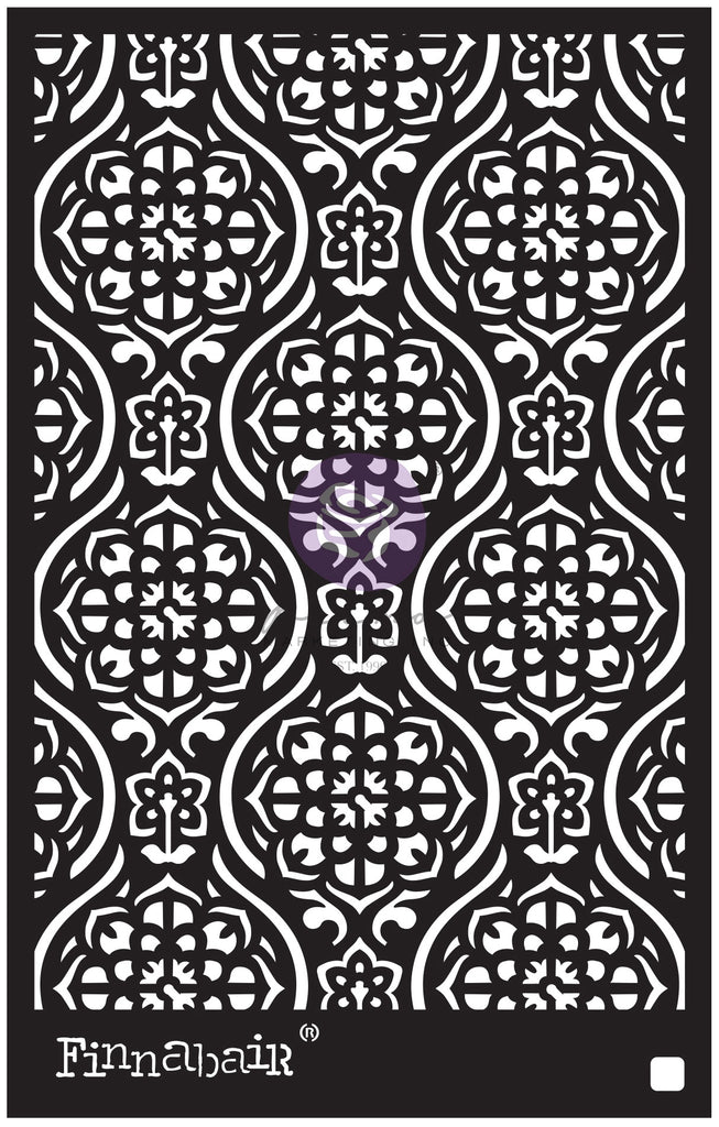Finnabair Victorian Tiles plastic stencils are made of flexible yet strong plastic material. Ideal for 3D effects and Mixed Media. Use it with a brush, roller or sponge.