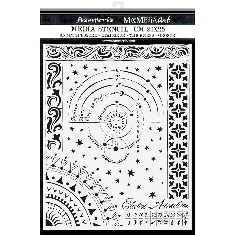 Stamperia Planet Chart Alchemy Stencils are made of flexible yet strong plastic material. Ideal for 3D effects and Mixed Media