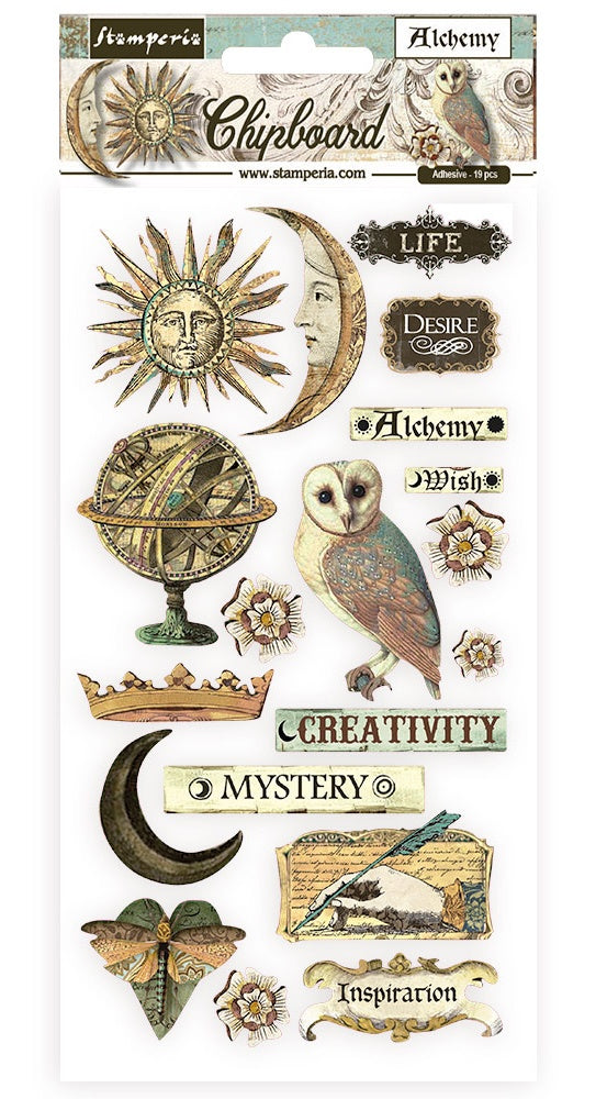 Stamperia Alchemy Chipboard Die Cuts have an adhesive backing. They feature beautiful collections designed by top European artists