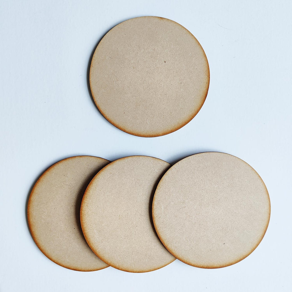 4" MDF Round Coasters Dress My Craft - Create your own beautiful coasters! These can be used with transfer me sheets, decoupage sheets, rice papers, napkins, colors, resin art, mixed media