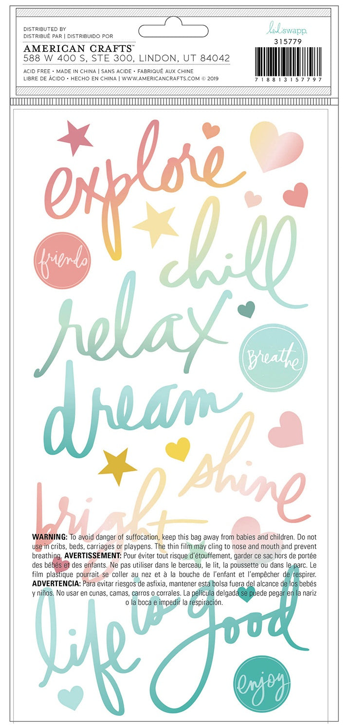 Heidi Swapp Sun Chaser Thickers Stickers 184/Pkg - Phrase – Decoupage Napkins.Com heidi-swapp-sun-chaser-thickers-stickers-184-pkg-phrase-decoupage-napkins-com