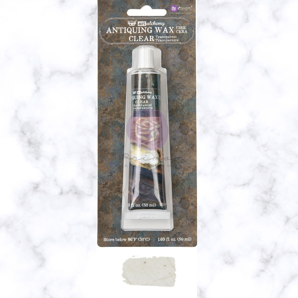 Clear Finnabair Art Alchemy Antiquing Wax - 1 tube 1.69 oz (50 ml). This wax based antiquing paste adds a natural clear finish to your furniture and home décor projects