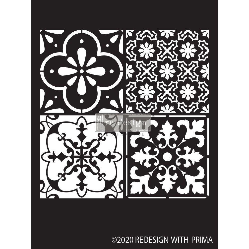Re-Design Coastal Tile plastic Decor Stencils are made of flexible yet strong plastic material. Ideal for 3D effects and Mixed Media. Use it with a brush, roller or sponge.