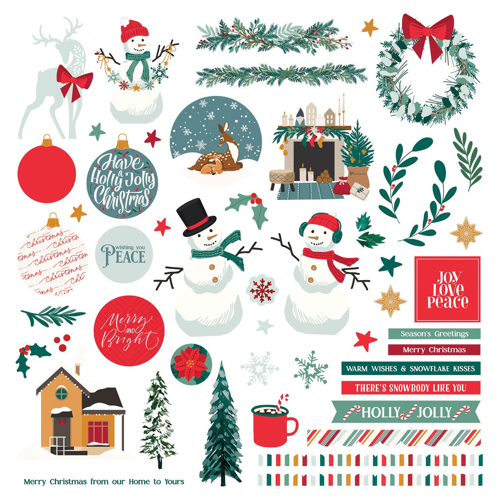 This package contains PhotoPlay Cardstock Stickers - It's a Wonderful Christmas, 12x12 inches