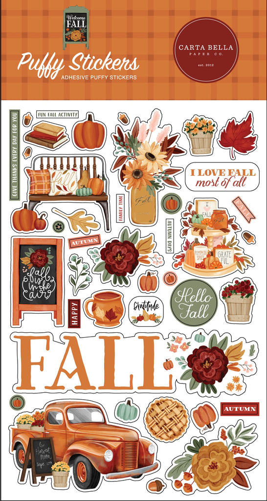 This package contains Echo Park Puffy Stickers - Welcome Fall 4x6 inches