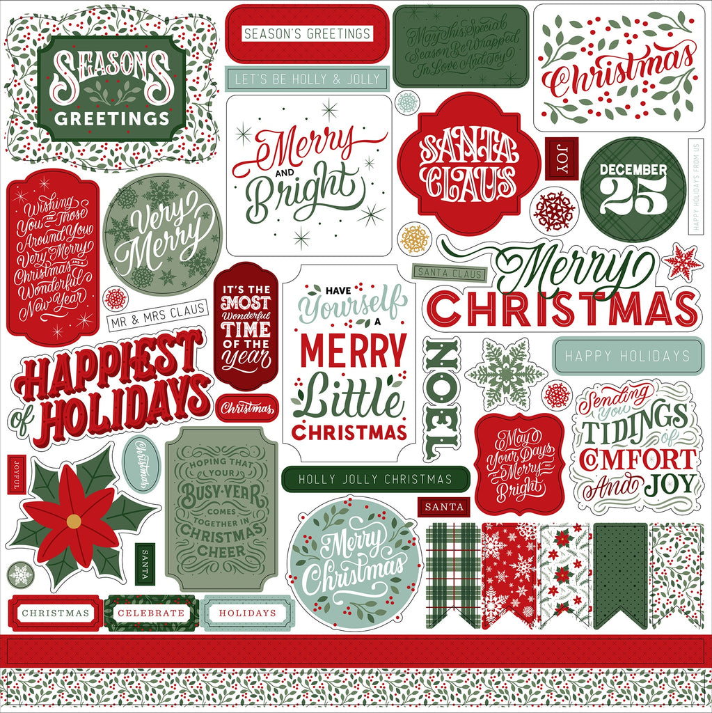 This package contains Echo Park Cardstock Stickers - Christmas Salutations No. 2, 12x12 inches.