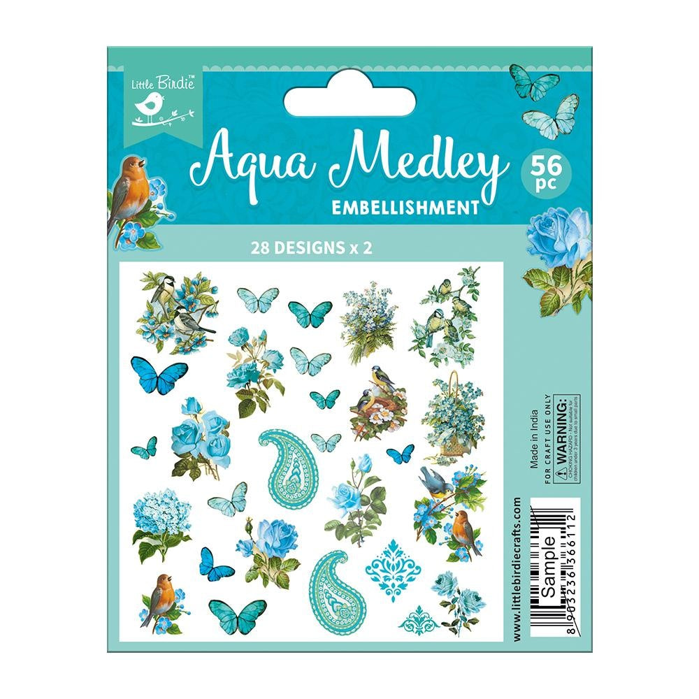 Aqua Medley Butterflies die cut embellishments can add whimsy, dimension, color and style to greeting cards, scrapbook pages, altered art, mixed media