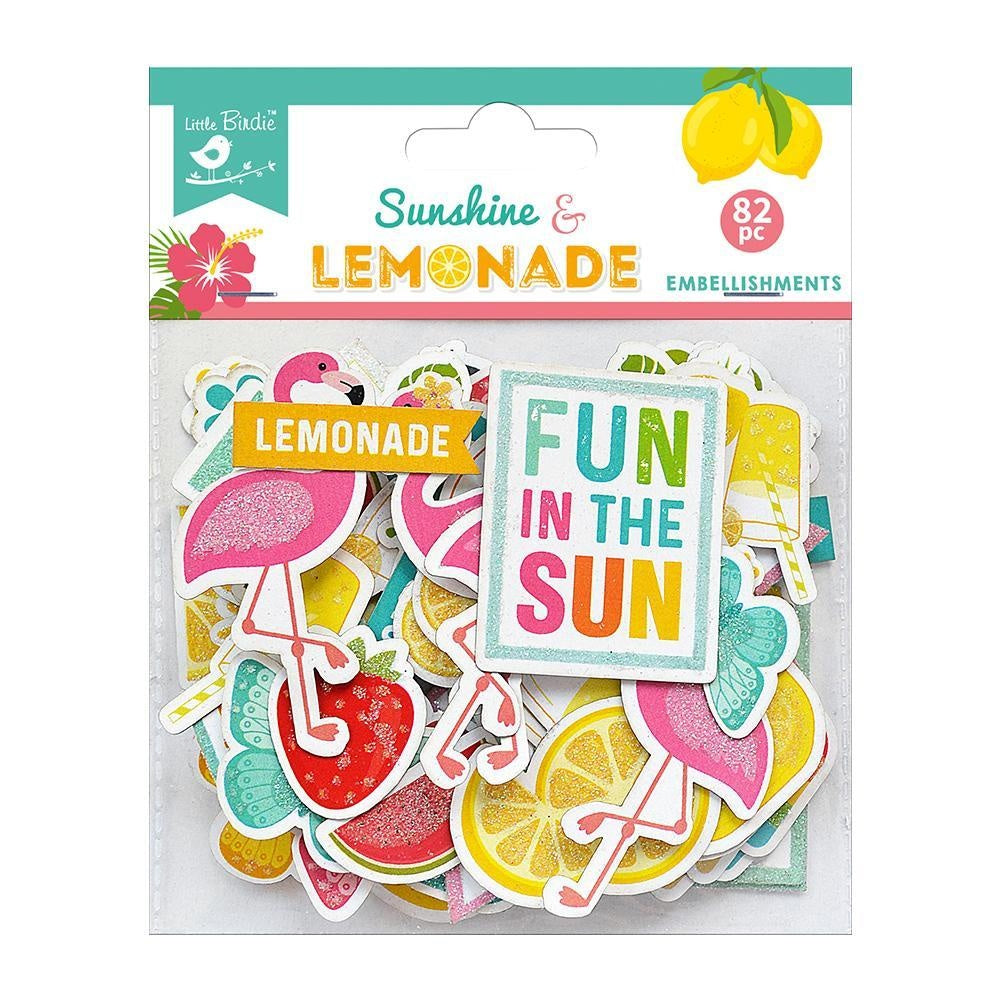 Sunshine & Lemonade die cut embellishments can add whimsy, dimension, color and style to greeting cards, scrapbook pages, altered art, mixed media