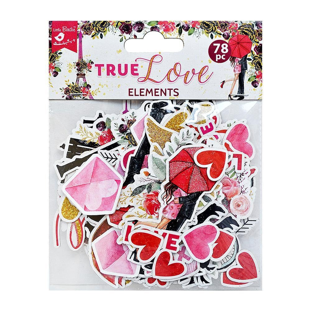 True Love die cut embellishments can add whimsy, dimension, color and style to greeting cards, scrapbook pages, altered art, mixed media