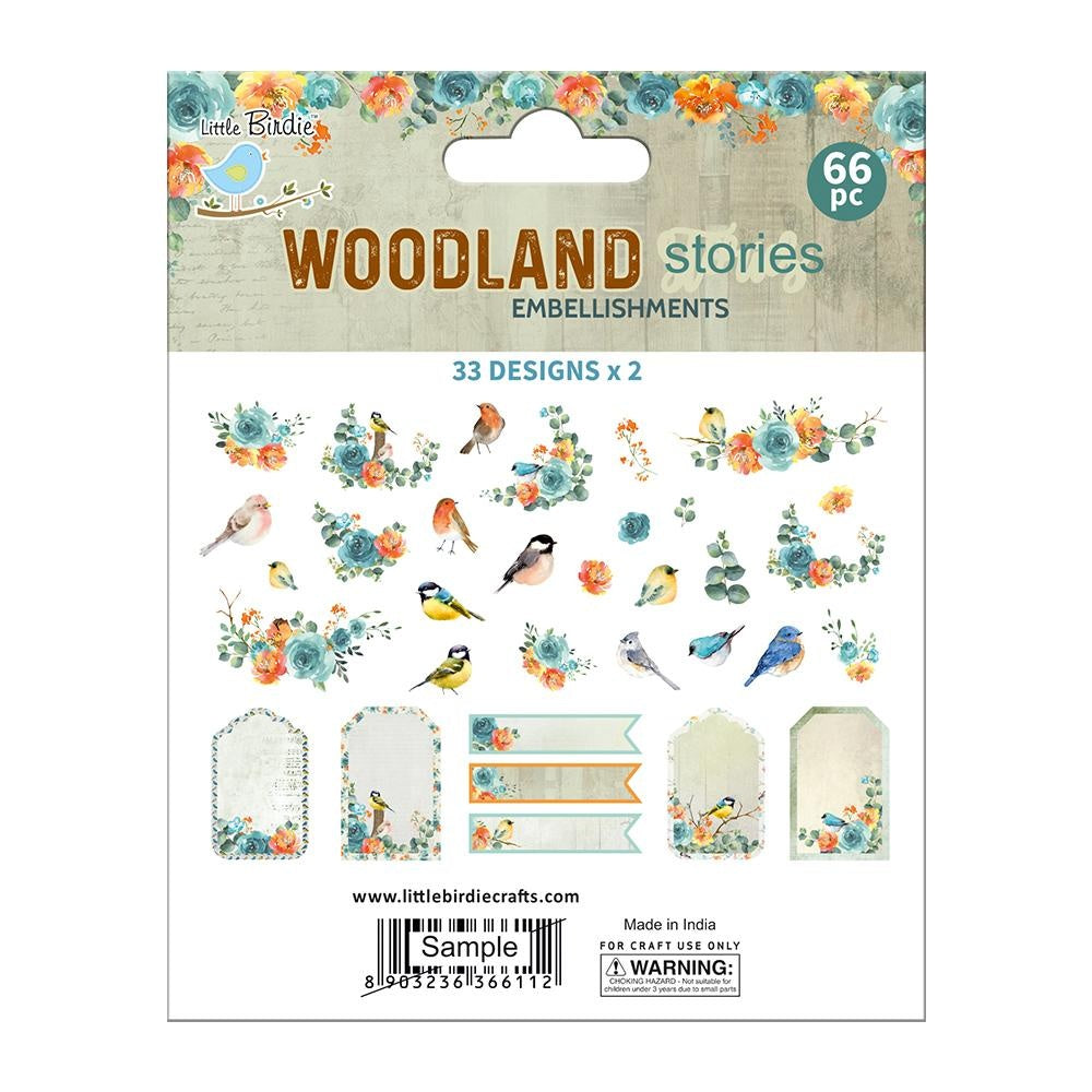 Birds and floral design Woodland Stories die cut embellishments can add whimsy, dimension, color and style to greeting cards, scrapbook pages, altered art, mixed media