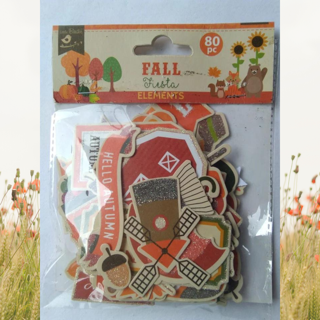 Fall Fiesta die cut embellishments can add whimsy, dimension, color and style to greeting cards, scrapbook pages, altered art, mixed media, art journaling