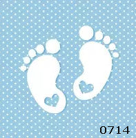 Blue Baby Boy Footprint Decoupage Napkin for Crafting and Scrapbooking