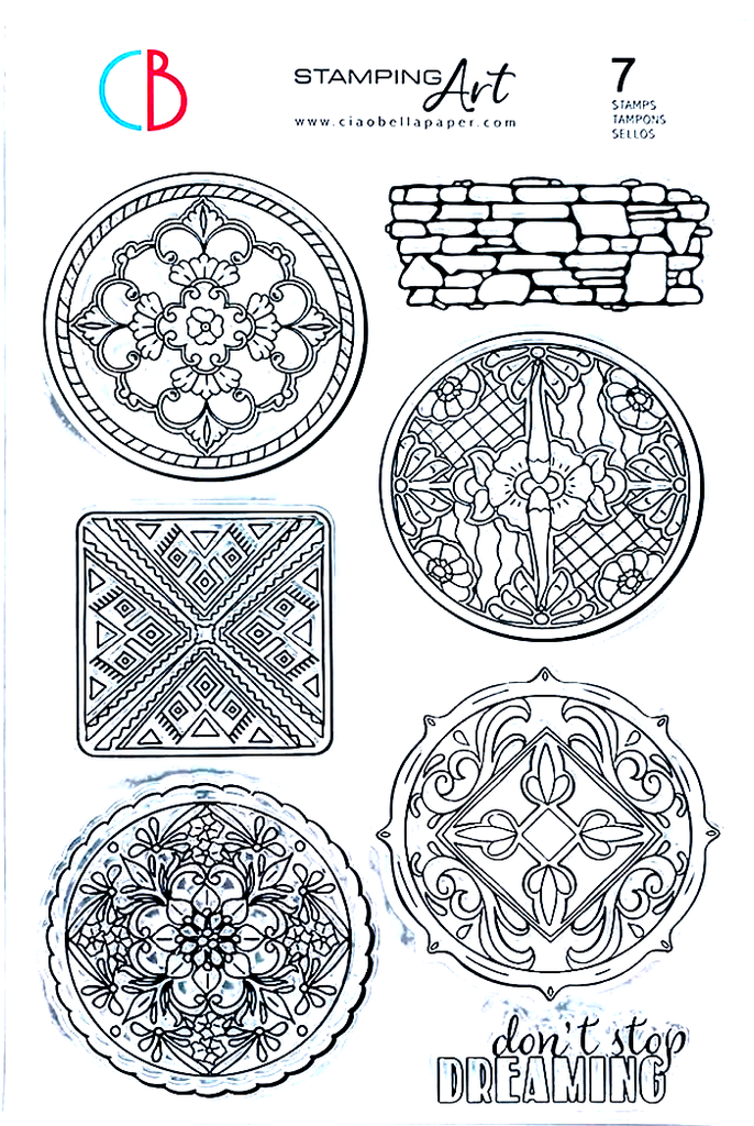 Talaveras Southwest Tiles stamps kit. Shop Ciao Bella clear high quality Photopolymer Stamps.