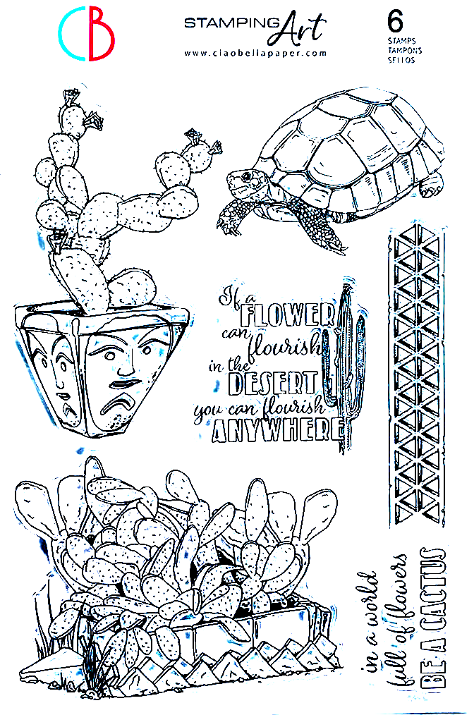 Garden in the Desert with Turtle and Cactus stamps.. Shop Ciao Bella clear high quality Photopolymer Stamps.