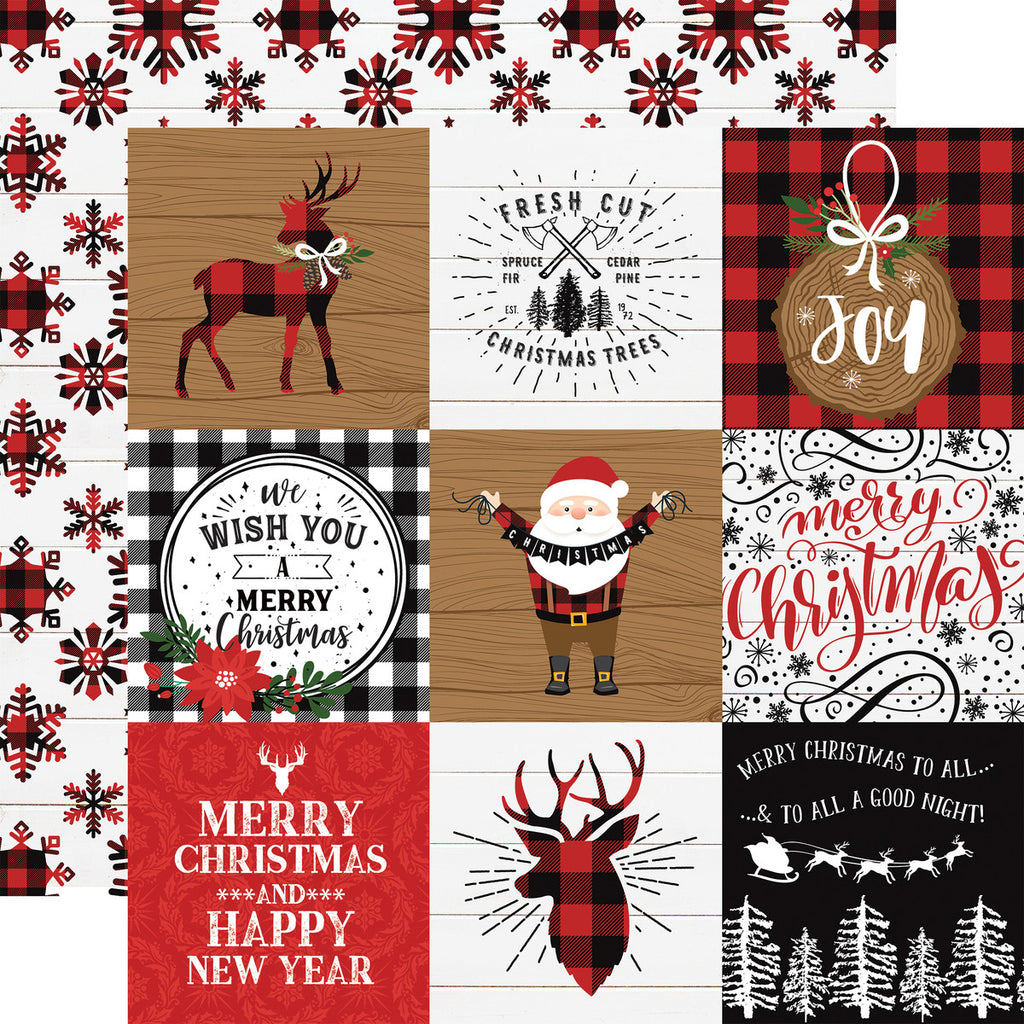 Echo Park Journaling Card, The A Lumberjack Christmas Collection - 12"x12" Double-Sided Scrapbooking Cardstock. Individual Squares.