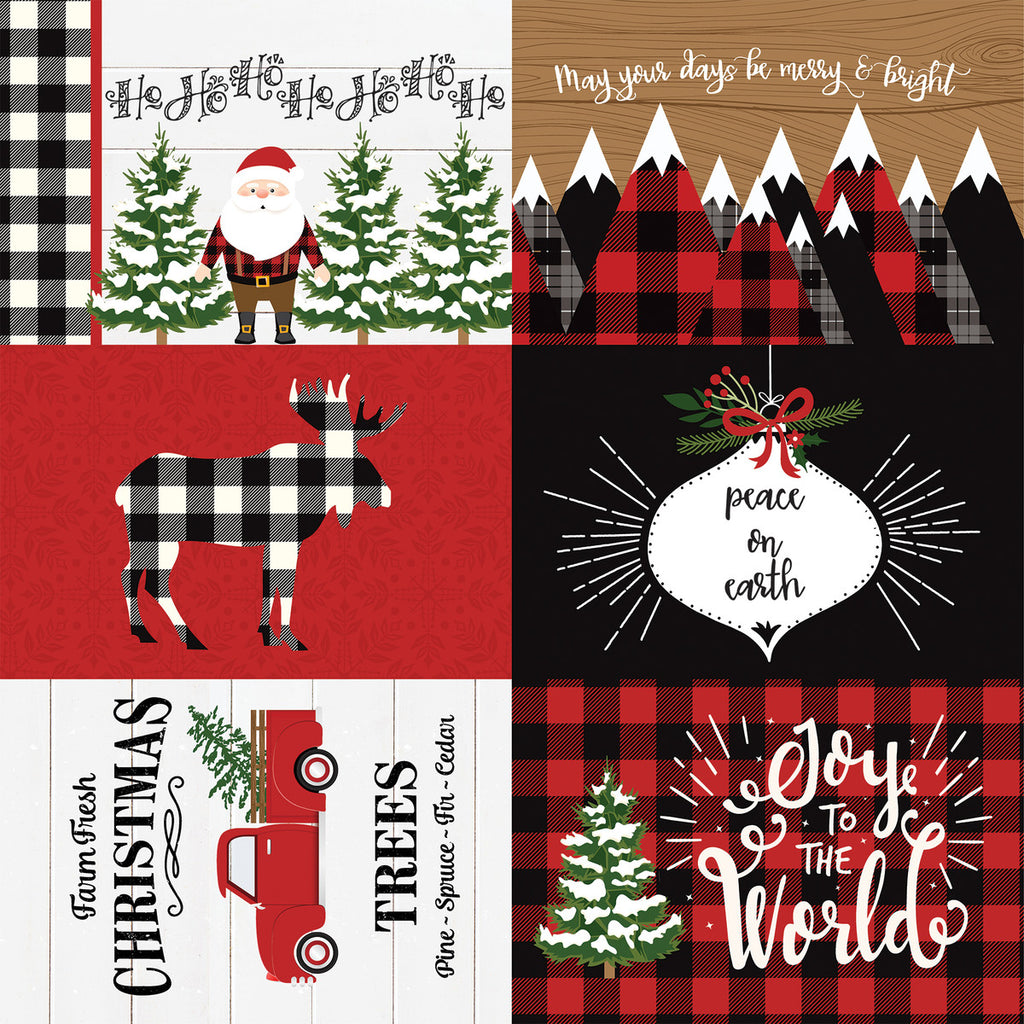 Echo Park Journaling Card, The A Lumberjack Christmas Collection - 12"x12" Double-Sided Scrapbooking Cardstock. Individual Squares.