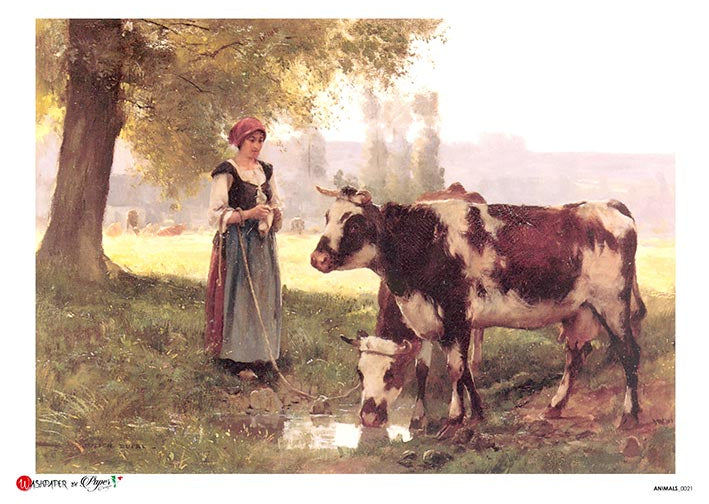 This Milkmaid & Cows A5 Rice Paper is of Exquisite Quality for Decoupage crafts. Thin yet durable. Imported from Europe. Beautiful colors, great patterns, exceptional strength. 
