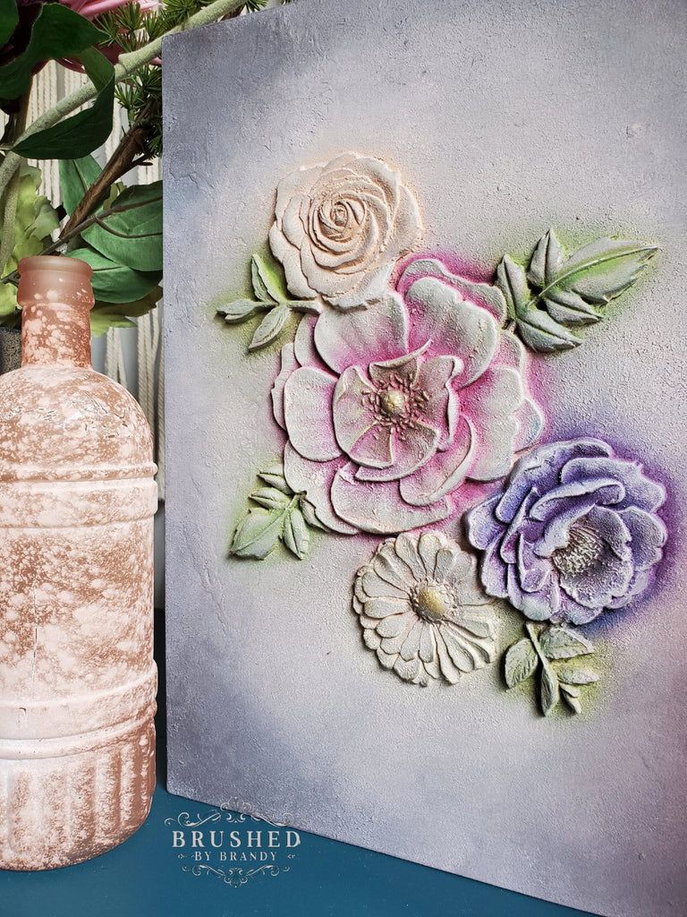 ReDesign with Prima - Decor Mold 5x8 Pattern: In Bloom. Heat resistant and food safe. Breathe new life into your furniture, frames, plaques, boxes, scrapbooks, journals