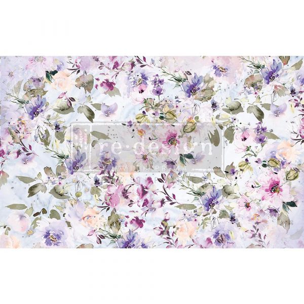 Purple and pink floral pattern on lavender-ReDesign with Prima Décor Tissue Paper for Decoupage