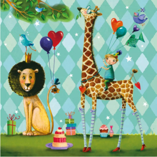 Shop turquois Lion and Giraffe Animals Garden Party Decoupage Paper Napkins are of exceptional quality and imported from Europe. This makes them ideal for Decoupage Crafting, DIY craft projects, Scrapbooking