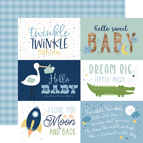 Baby Boy Twinkle Twinkle Echo Park Journaling Card, Seasonal Collection - 12"x12" Double-Sided Scrapbooking Cardstock