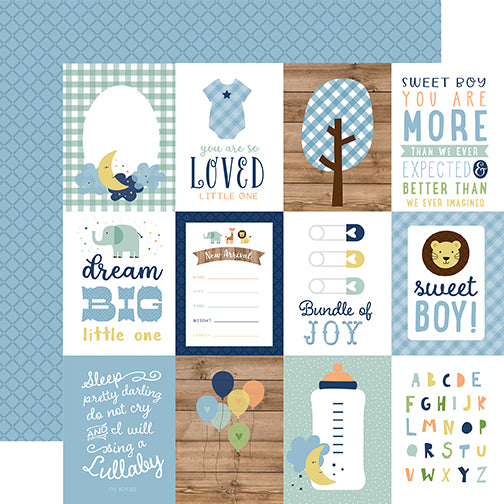 Baby Boy Dream Big Echo Park Journaling Card, Seasonal Collection - 12"x12" Double-Sided Scrapbooking Cardstock