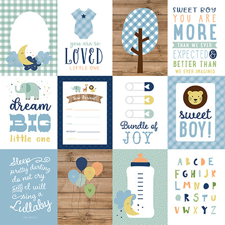Baby Boy Dream Big Echo Park Journaling Card, Seasonal Collection - 12"x12" Double-Sided Scrapbooking Cardstock