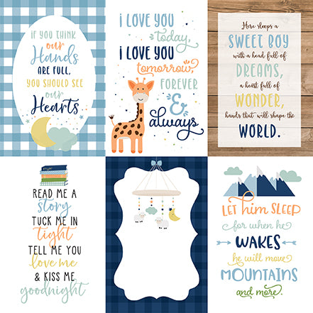Baby Boy Hands Hearts Echo Park Journaling Card, Seasonal Collection - 12"x12" Double-Sided Scrapbooking Cardstock
