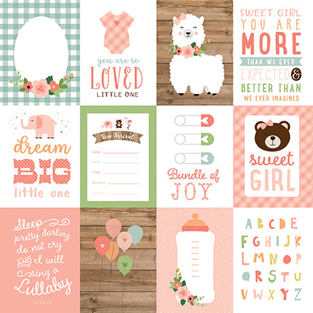 Baby Girl Dream Big Echo Park Journaling Card, Seasonal Collection - 12"x12" Double-Sided Scrapbooking Cardstock