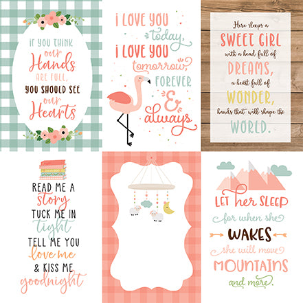 Baby Girl Hands and Hearts Echo Park Journaling Card, Seasonal Collection - 12"x12" Double-Sided Scrapbooking Cardstock