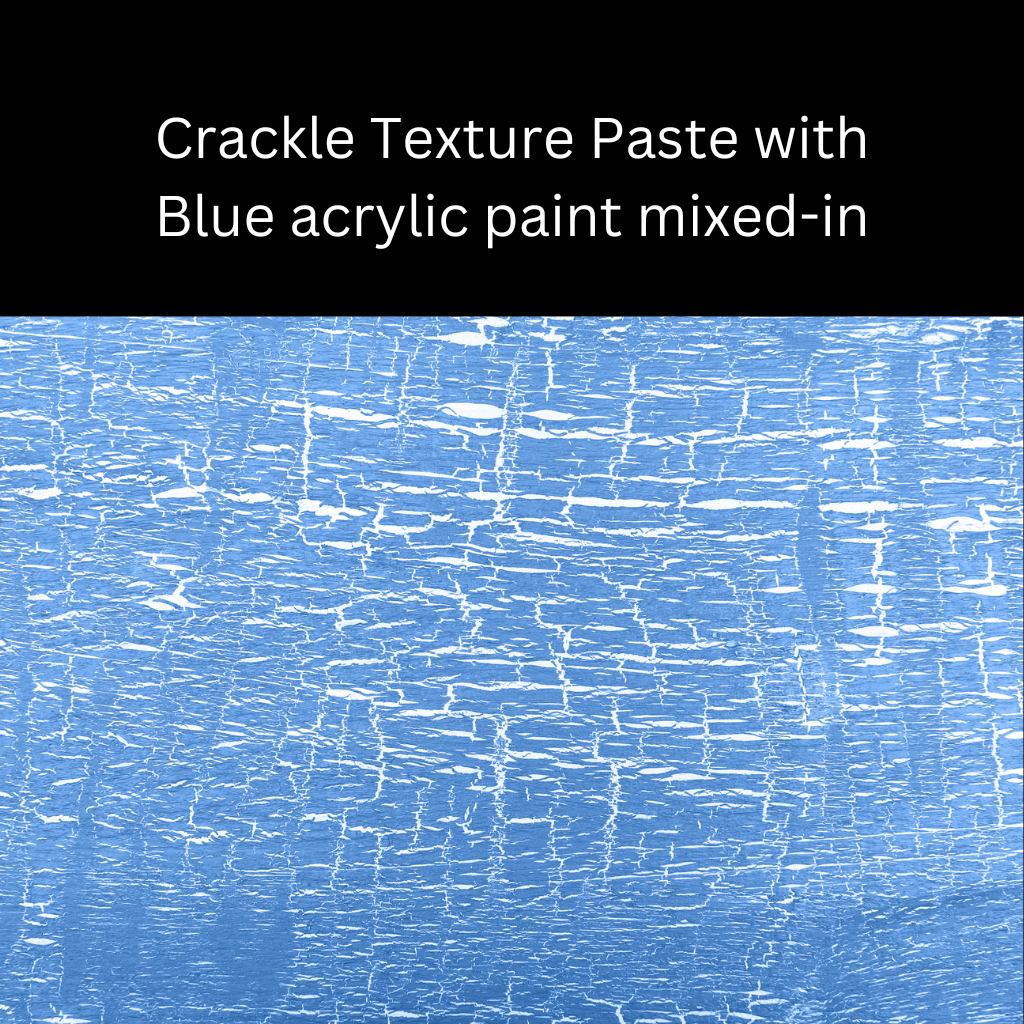 Blue background sample - Ranger Texture Paste 4oz - Opaque Crackle Texture Paste is an artist quality paste ideal for layering and creating three-dimensional crackle effects on surfaces.