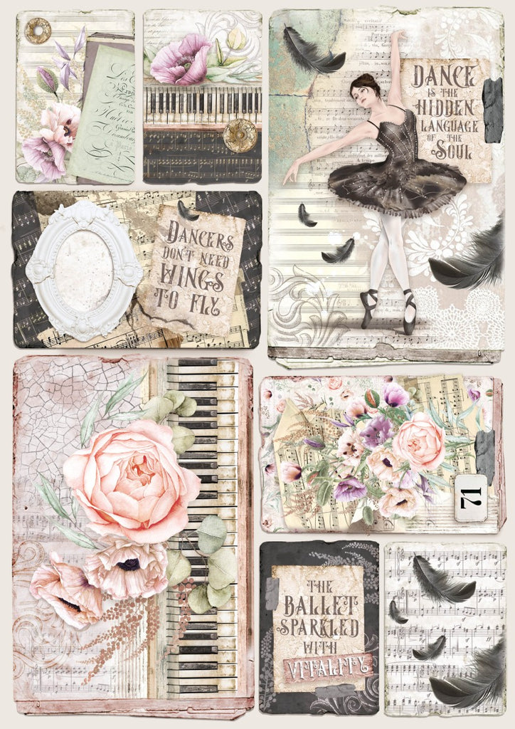 Cygne Noir Pad. These beautiful Italian made Ciao Bella Creative Pads are coordinated sets containing fun designs for cut-out and matching papers for your next decoupage craft project